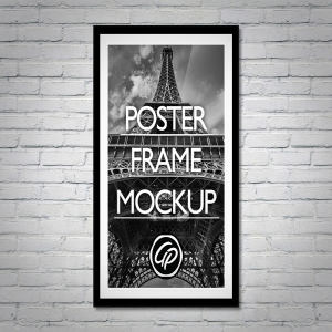 黑白框海报样机 Poster Frame Mockup