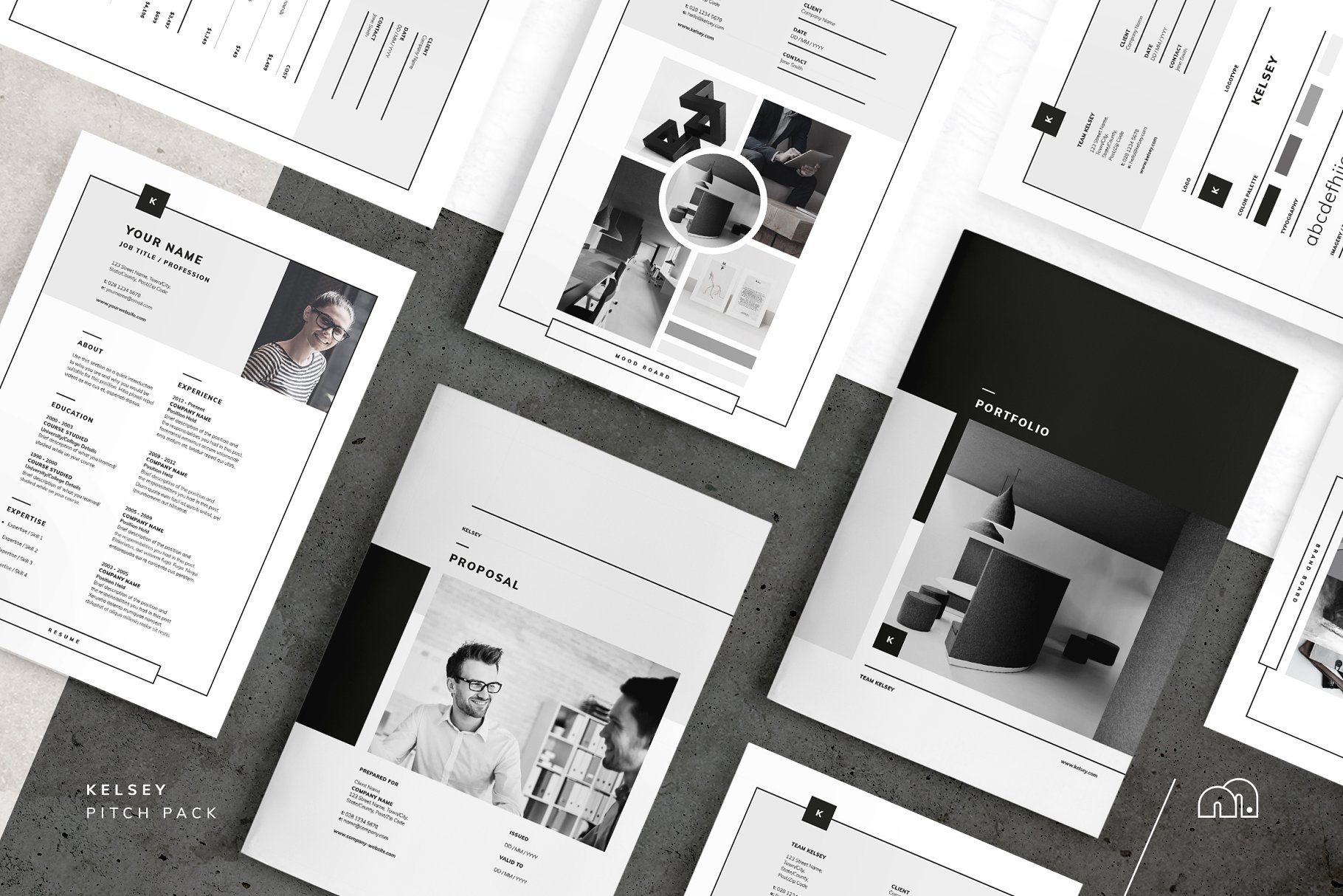 一套完美的简约项目提案模板 Kelsey – Pitch Pack