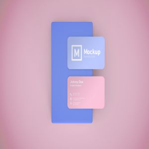圆角设计风格企业名片设计效果图样机 Business Card Mockup Rounded Corner
