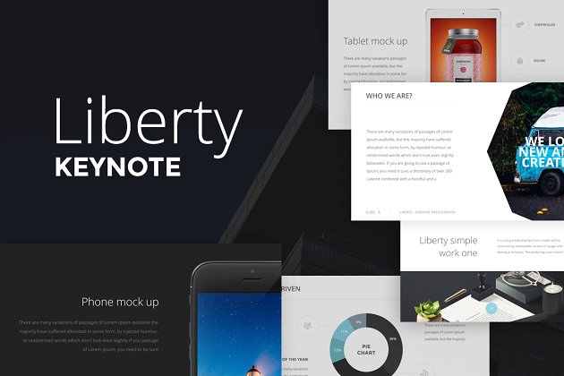 70+页 Keynote 创意幻灯片模板 Liberty Keynote Presentation