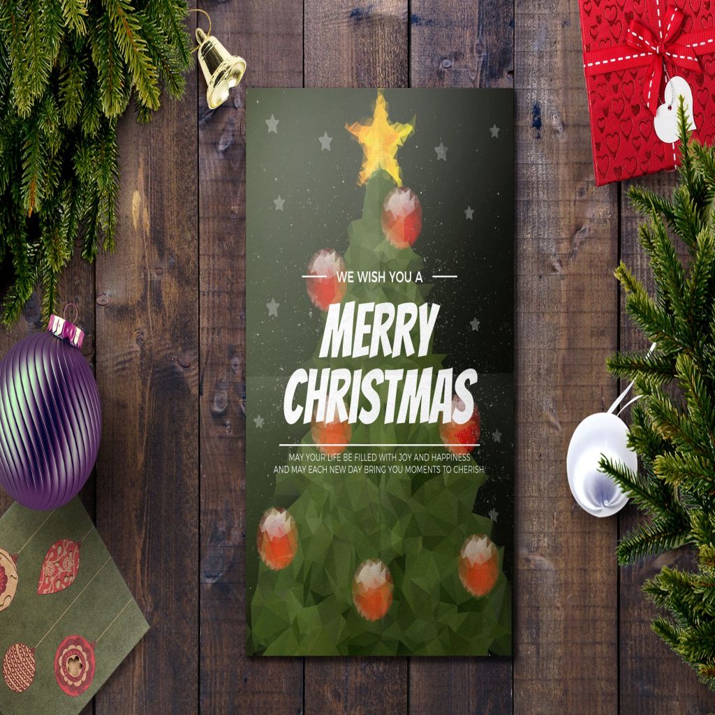 抽象手绘圣诞树圣诞节贺卡设计模板 Christmas Card Template插图