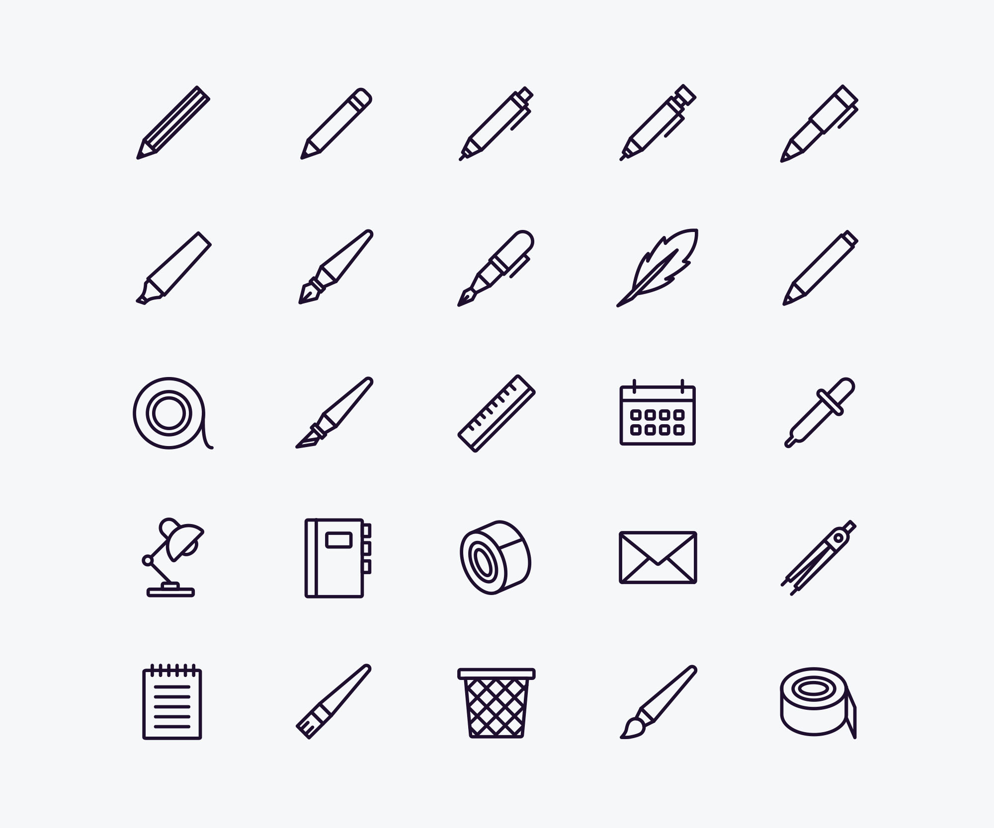 办公用品矢量图标素材 Stationery Icons Set