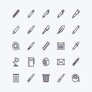 办公用品矢量图标素材 Stationery Icons Set