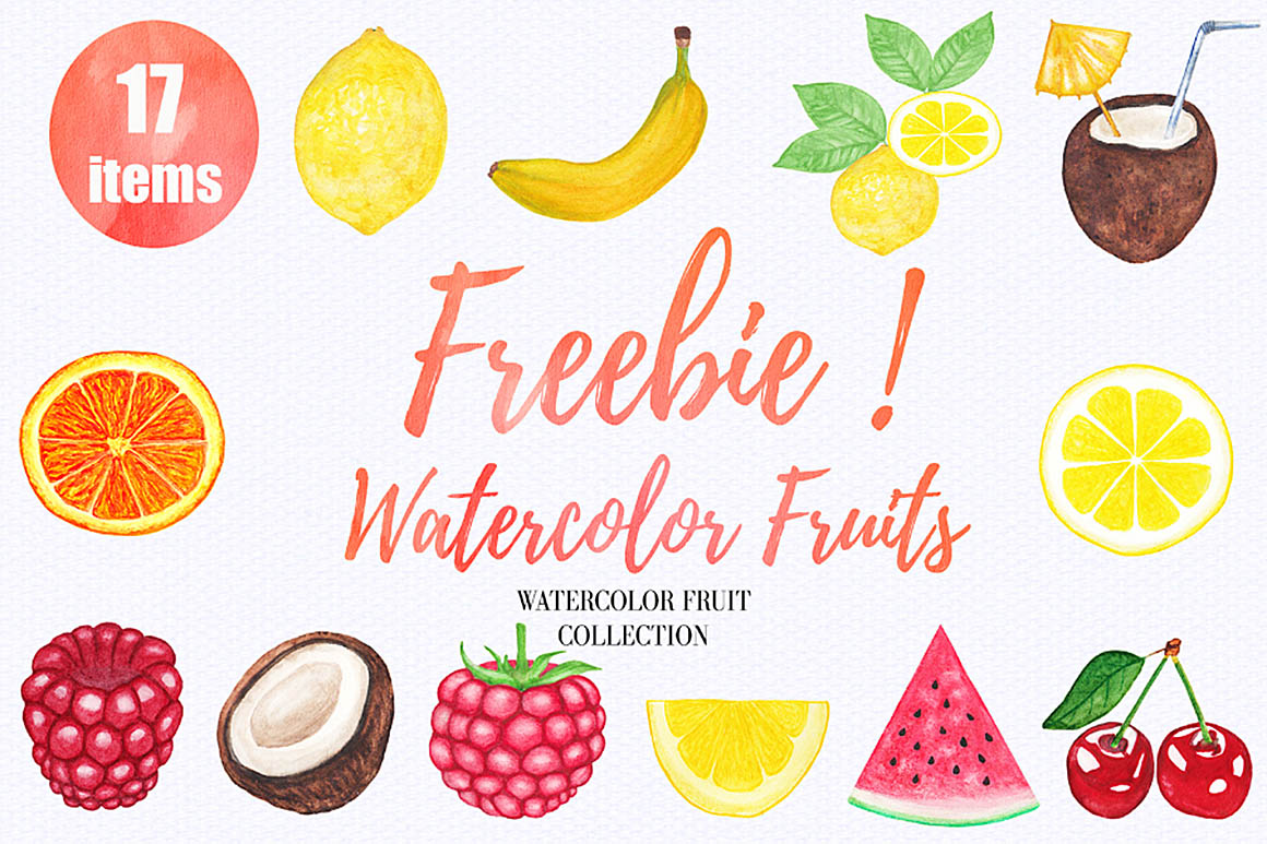 8种水果水彩画 12 Free Watercolor Fruits