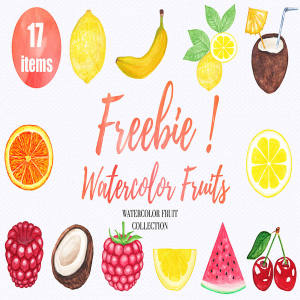 8种水果水彩画 12 Free Watercolor Fruits