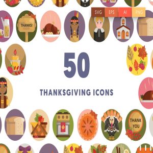 50枚感恩节主题矢量图标素材 50 Thanksgiving Icons