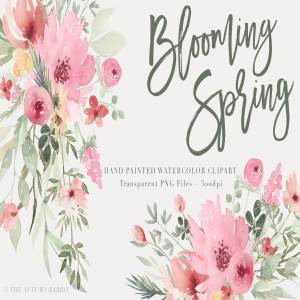 春暖花开水彩花卉插画 Blooming Spring – Watercolor Flowers
