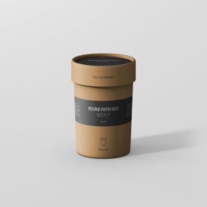 茶叶/咖啡小规格纸筒包装设计样机模板 Paper Box Mockup Round – Small Size