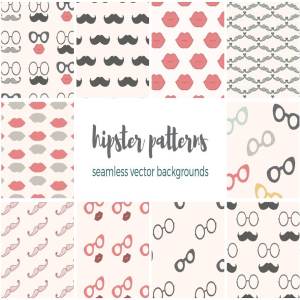 时髦墨镜胡子先生潮人装饰图案 Hipster Patterns