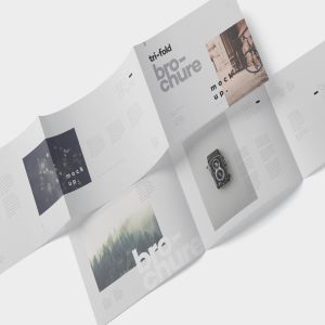 横版设计三折页宣传单效果图样机 Tri-Fold Brochure Mockup in Din A4 A5 A6 Landscape