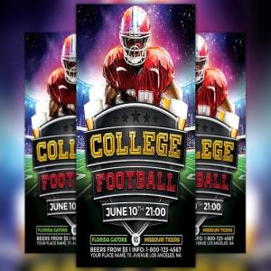 大学体育俱乐部活动美式足球传单模板 College Football Flyer Template