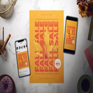 大卖场商超秋季促销广告海报设计模板 Fall Sale Flyer Set