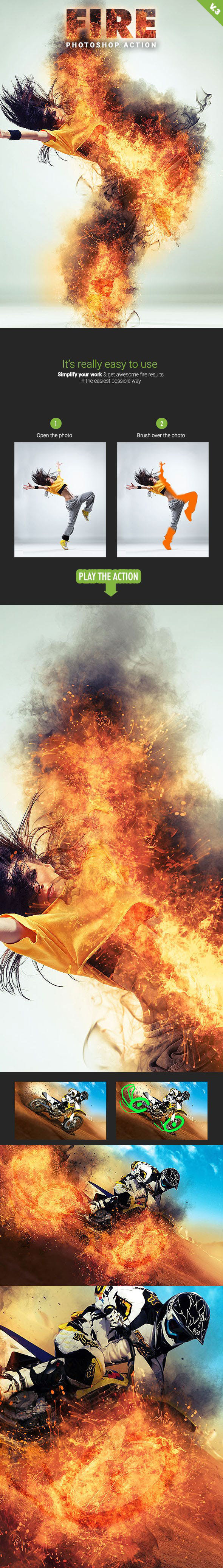 酷炫火焰着火特效的PS动作 Fire Photoshop Action V.3 [atn]