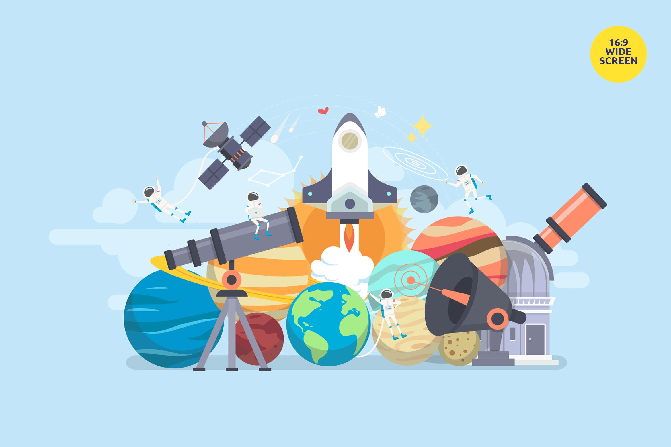 太空科学探索主题矢量概念插画 Space Science Exploration Vector Concept