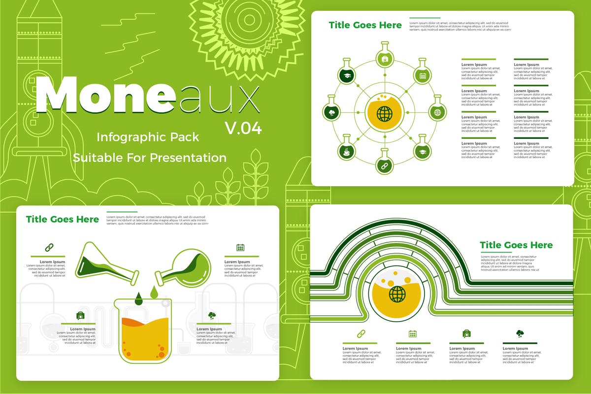 化工企业适用化学仪器信息图表矢量素材模板v4 Moneaux v4 – Infographic