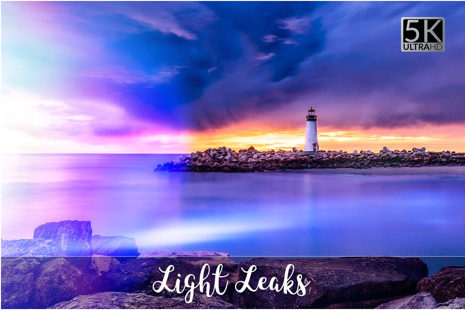 5K漏光效果叠层背景 5K Light Leaks Overlays