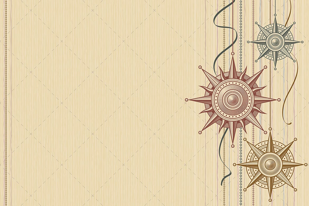 复古圣诞装饰品高清背景素材 Background With Christmas Ornaments