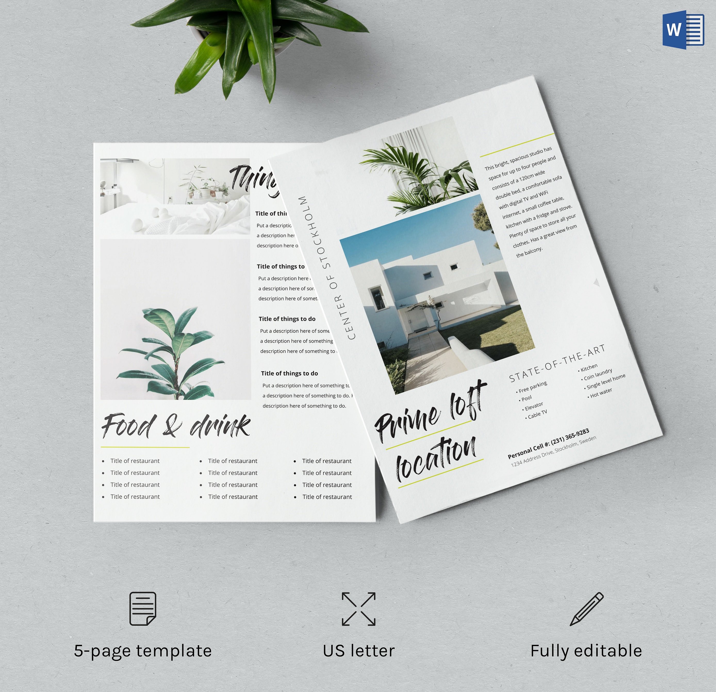 酒店民宿欢迎传单设计Word模板 Airbnb Welcome Kit Template Word Doc