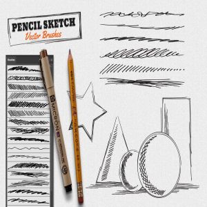 铅笔素描数码绘画AI笔刷 Vector Pencil Sketch Brushes