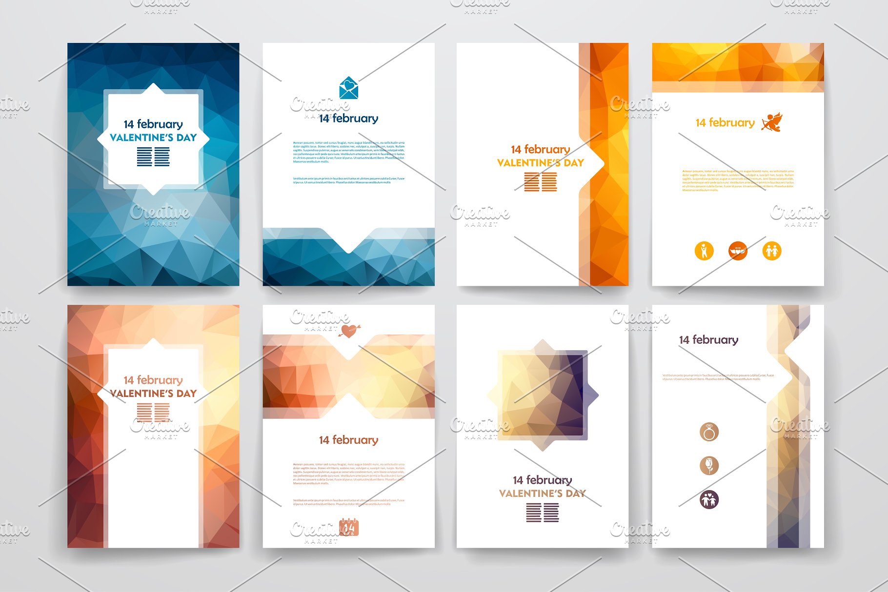 美国“总统日”节日活动小册子模板 Valentine’s Day Brochures