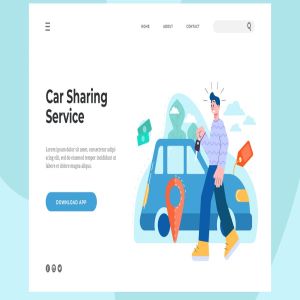 共享汽车插画网站着陆页设计模板 Car Sharing Service Landing Page