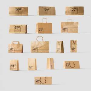 超级纸袋礼品包装袋样机套装Bag Mockups