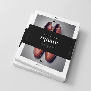 方形杂志画册样机 Square Magazine Mock-up