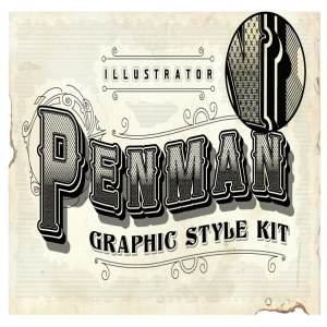 欧式复古图案风格PS字体样式 Penman Vintage Graphic Style Kit插图3