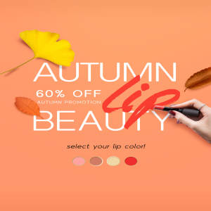 秋季购物主题口红化妆品广告宣传海报模板