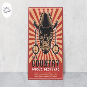 复古设计风格乡村音乐主题海报模板