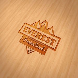 户外运动品牌Logo商标木刻效果图样机模板 Wood Engraved Mockup插图1