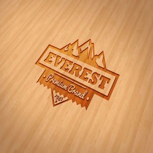户外运动品牌Logo商标木刻效果图样机模板 Wood Engraved Mockup