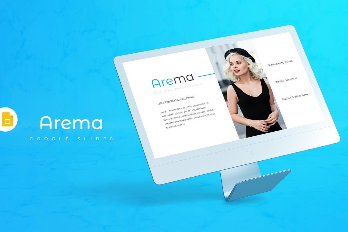 极简主义设计风格多用途Google Slides幻灯片模板 Arema – Google Slides Template