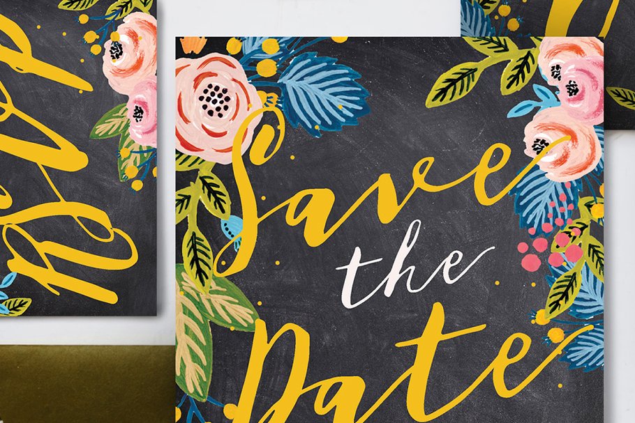 雅黑格调花卉婚礼设计套件 Black Floral Wedding Suite