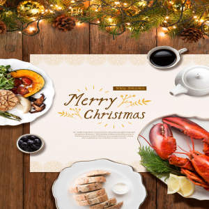 圣诞节餐厅美食广告宣传海报设计模板