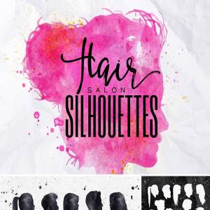 发廊沙龙发型剪影 Hair Salon Silhouettes