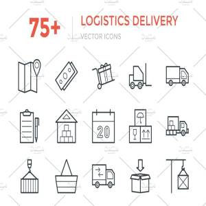 75+物流配送运输业快递矢量图标 75+ Logistics Delivery Vector Icons