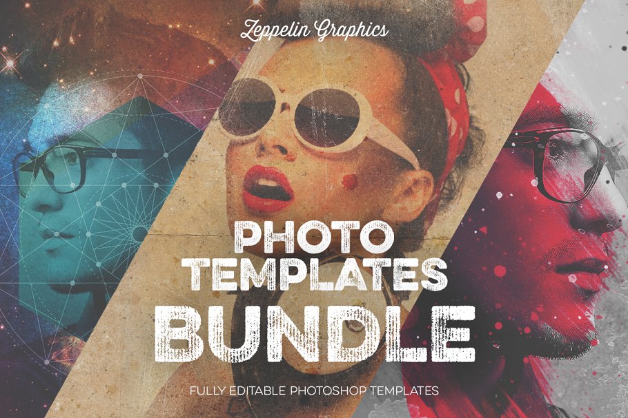 复古嬉皮文化艺术模板 Vintage Hipster Art Templates Bundle