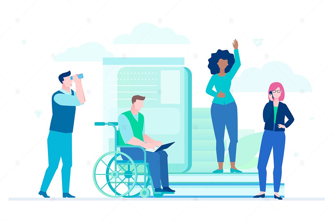 公司职员扁平设计风格人物形象矢量插画 Business colleagues – flat design illustration