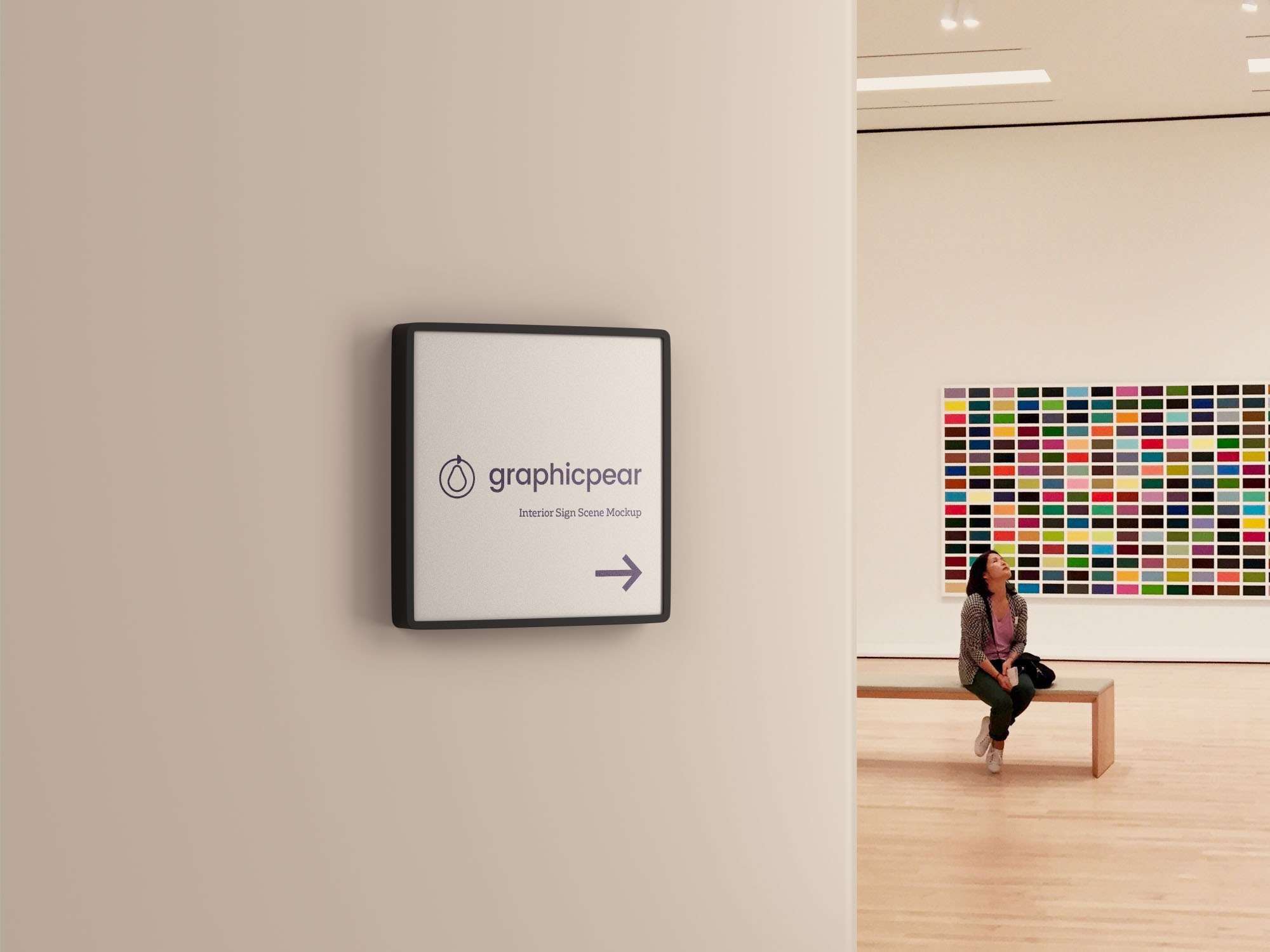 室内方形标志设计效果图样机-PSD Interior Square Sign Mockup – PSD