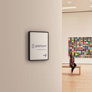 室内方形标志设计效果图样机-PSD Interior Square Sign Mockup – PSD