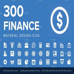 300个多用途金融领域小图标设计素材 300 Finance Material Design Icons