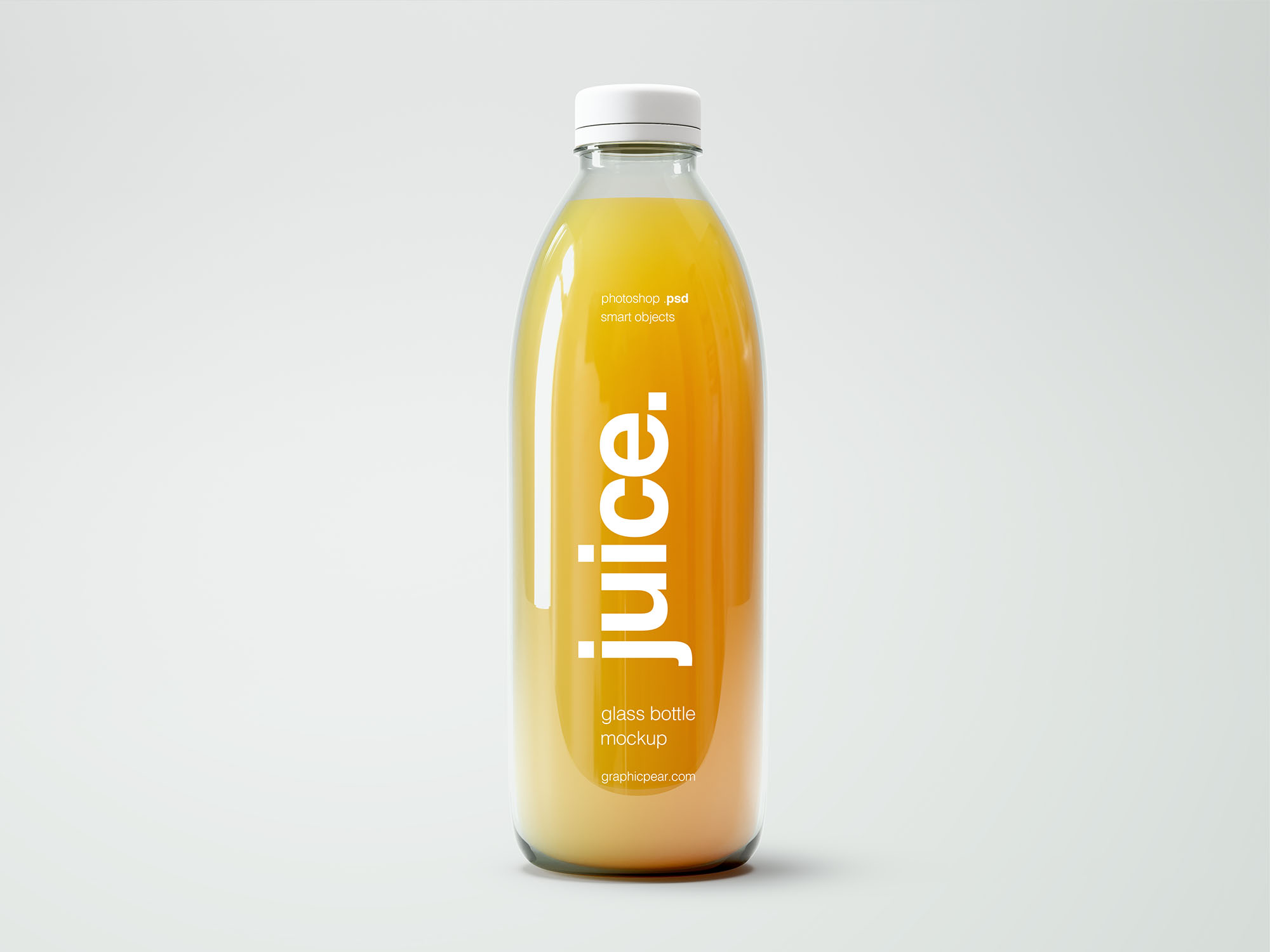 小号果汁玻璃瓶外观设计样机PSD模板 Small Glass Bottle Juice Mockup (PSD)