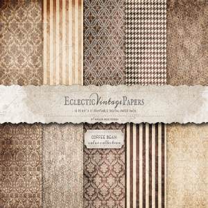 复古咖啡豆颜色系列数码纸张纹理 Printable Papers – Coffee Bean
