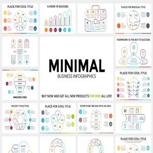 极简主义信息图表数据类幻灯片设计元素 MINIMAL – Free Updates