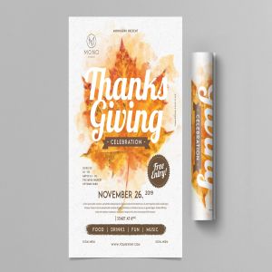手绘花卉装饰设计风格感恩节活动邀请海报传单模板 Thanksgiving Flyer