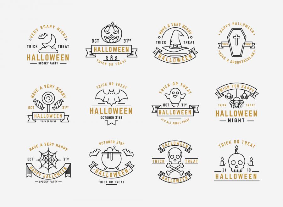 有趣的万圣节矢量徽章 (及推荐一部相关的动漫电影）