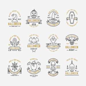 有趣的万圣节矢量徽章 (及推荐一部相关的动漫电影）