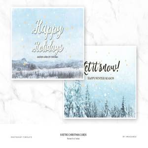复古风圣诞节贺卡模板 Retro Christmas Cards