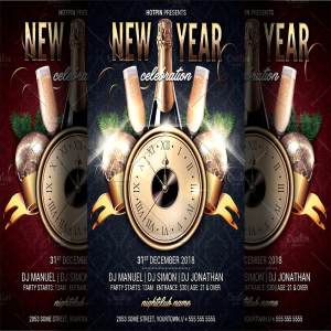 跨年夜新年晚会宣传传单模板 New Year Party Flyer Template